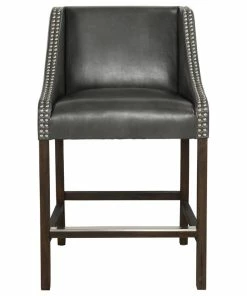 Promo 🎁 Castaic Stool By Kosas Home, Charcoal Gray, Counter Height 👍