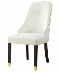 Buy ❤️ MOD The Grand Dining Chair, Set Of 2, White Leather Pu/Goldtone ✨