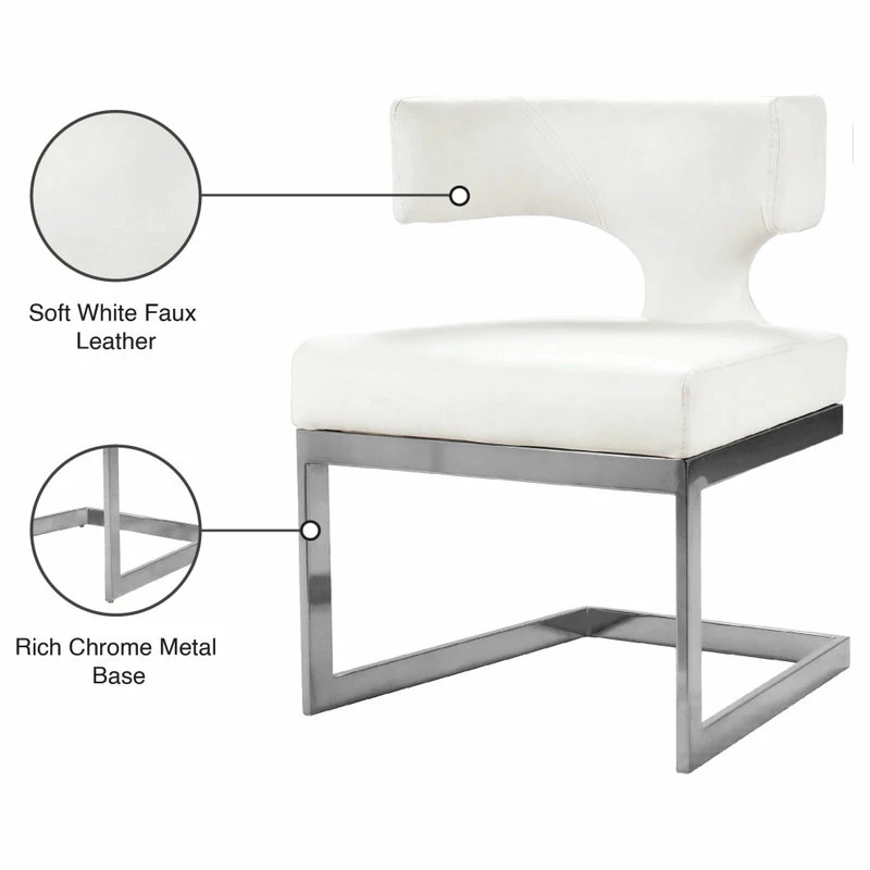 Coupon โ๏ธ MOD The Eve Dining Chair, White And Chrome, Faux Leather And Metal ๐คฉ - Image 6