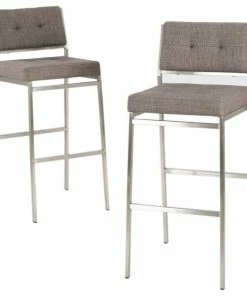 New ๐ GDFStudio GDF Studio Kyoto Light Gray Fabric Bar Stools, Set Of 2 ๐งจ