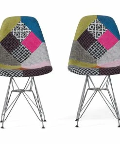 Buy 👏 GDFStudio GDF Studio Cassius Multi-Color Patchwork Fabric Chairs, Set Of 2 ✨