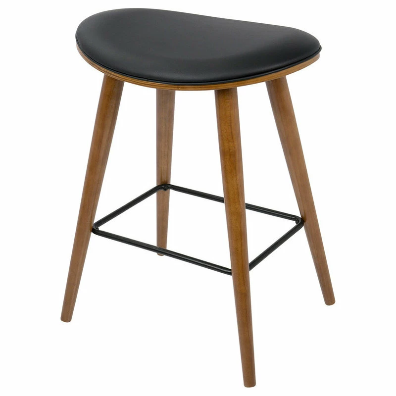 Best deal 🌟 LumiSource Saddle Counter Stool, Set Of 2, Walnut/Black PU 🎉 - Image 3