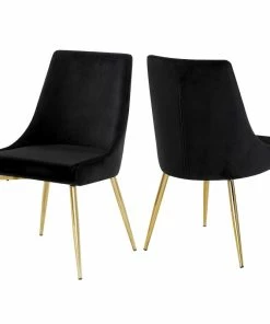Brand new 😀 Meridian Furniture Karina Velvet Dining Chairs, Set Of 2, Black, Gold Base 🔔