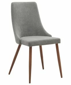 Hot Sale ✔️ WHI Mid Century Fabric Side Chair (Set Of 2)- Beige, Grey/Walnut 😍