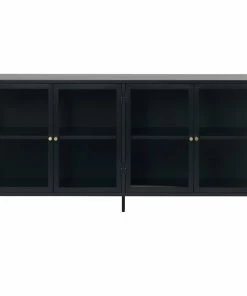 Promo ❤️ Unique Furniture 4-Section Metal And Glass Sideboard In Black 🎁