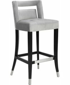 Discount 🔔 TOV Furniture Hart Velvet Counter Stool, Gray ❤️