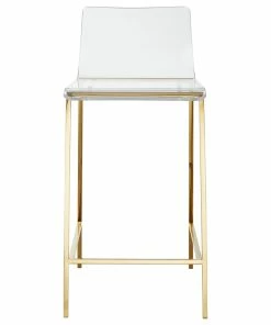 New ❤️ Plata Import LLC Paige Acrylic Bar Stool, Gold Legs 🔥