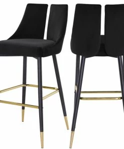 Cheap 🌟 Meridian Furniture Sleek Velvet Bar Stools With Matte Black Metal Legs, Set Of 2 🔥