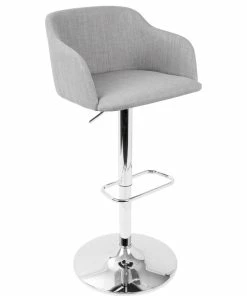 Coupon 🤩 LumiSource Daniella Adjustable Height Barstool, Light Gray 🧨