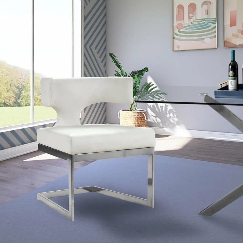 Coupon โ๏ธ MOD The Eve Dining Chair, White And Chrome, Faux Leather And Metal ๐คฉ - Image 2