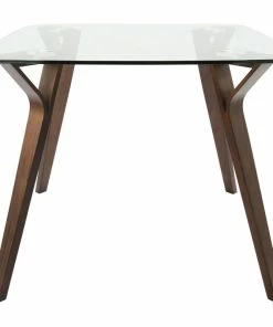 New ๐ Lumisource Folia Dining Table With Walnut And Clear Glass Finish DT-FOLIA WL+CL ๐