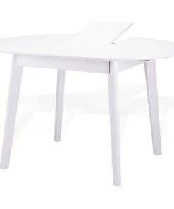 Best Sale 🔥 SK New Interiors Extendable Round Dining Room Table Modern Solid Wood, White ✔️