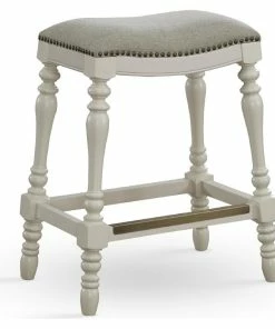 Wholesale 👍 Comfort Pointe Hampton White Saddle Seat Wood Counter Stool 🔔