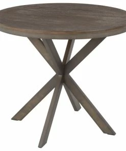Flash Sale 🔔 LumiSource X Pedestal Dinette Table, Antique Metal/Espresso Bamboo 😉