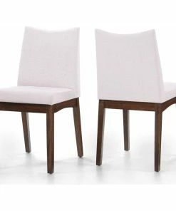 Best Sale ❤️ GDFStudio GDF Studio Gertrude Fabric & Wood Finish Dining Chairs, Set Of 2, Lightbeige/Wal ✨