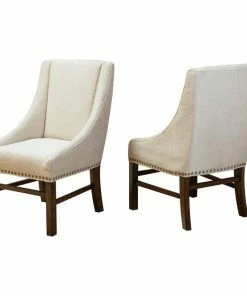 Budget 👏 GDFStudio GDF Studio Claudia Contemporary Upholstered Dining Chairs, Set Of 2, Natural/Bro 🎉