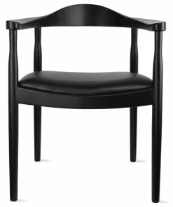 Outlet 👍 Homedotdot Real Oak Wood PU Leather Seat Wegner Kennedy With Arms Dining Chair, Black ✨