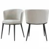 Outlet 🤩 Meridian Furniture Skylar Dining Chair, Set Of 2, Cream Velvet, Matte Black Iron Legs 👍