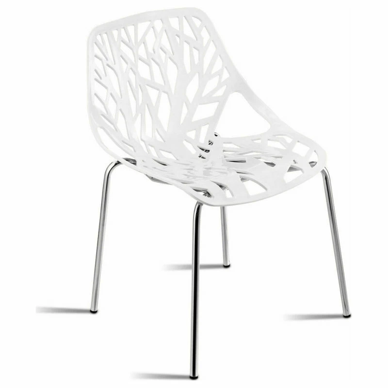 Deals 😀 Costway Set Of 6 Birch Sapling Plastic Dining Chairs Stackable Armless White 🛒 - Image 5