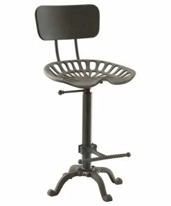 New ๐ Carolina Classics August Tractor Seat Stool W And Back, Industrial ๐