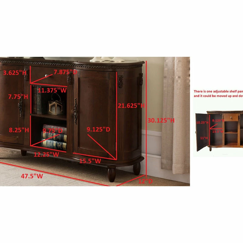 Hot Sale π Pilaster Designs Wally Contemporary Sideboard Buffet Storage Console Table, Walnut Wood π - Image 3