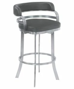 Budget 🛒 Armen Living Prinz Stainless Steel Swivel Bar Stool, Gray, Counter Height ⭐