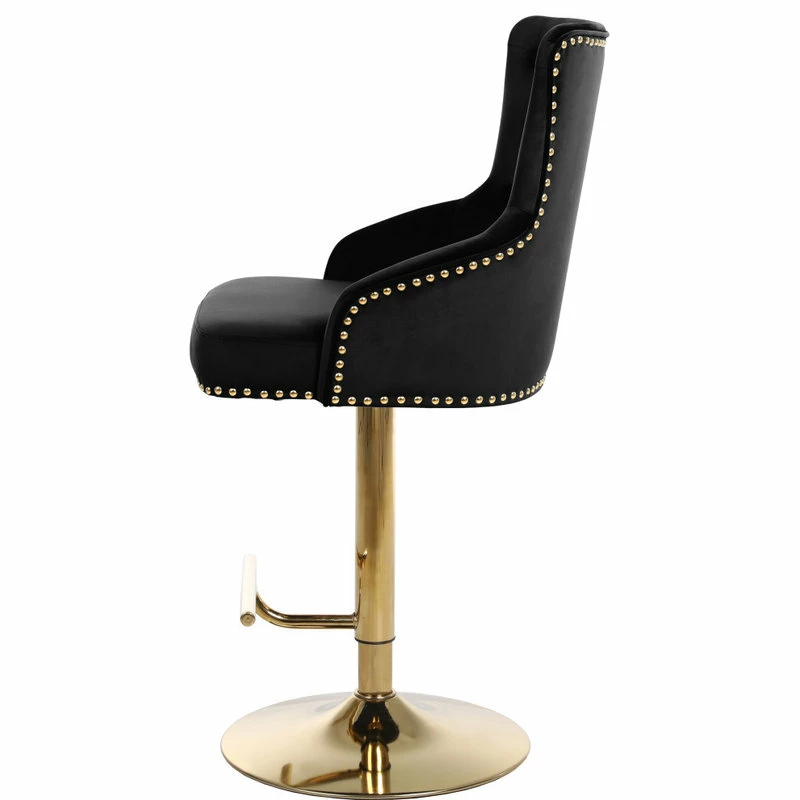 Cheapest ๐ Meridian Furniture Claude Velvet Adjustable Stool, Black, Gold Base ๐ - Image 4
