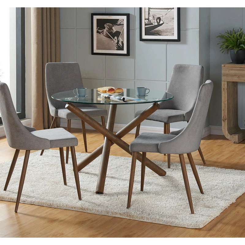 Hot Sale โ๏ธ WHI Mid Century Fabric Side Chair (Set Of 2)- Beige, Grey/Walnut ๐ - Image 2