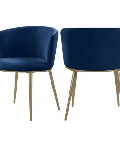 Best Pirce ๐ MOD The Almar Dining Chair, Navy And Brushed Gold, Velvet And Iron, Set Of 2 โจ