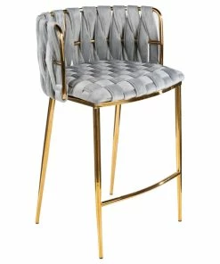 Cheap 💯 Statements By J Milano Counter Chair, Gray With Gold Legs 🥰