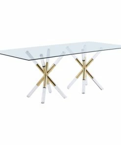 Budget ❤️ The Helios Dining Table, 84", Glass And Acrylic, Modern, Rectangular ⭐