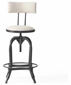 Best Pirce 🛒 GDFStudio GDF Studio Modern Industrial Upholstered Adjustable Height Swivel Barstool ⭐