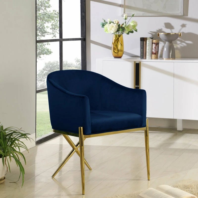 Deals 🎁 MOD The Parker Dining Chair, Velvet, Navy, Gold Legs 🥰 - Image 4