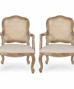 Brand new 😉 GDFStudio Biorn French Country Upholstered Dining Armchair, Beige + Natural, Set Of 2 🔥