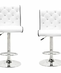 Best Pirce 💯 Best Master Furniture Modern Swivel Bar Stool With Crystals And "Tufted" Look, Set Of 2, White 😍