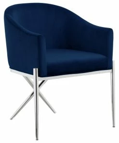 Deals 👍 MOD The Parker Dining Chair, Velvet, Navy, Chrome Legs 🎉