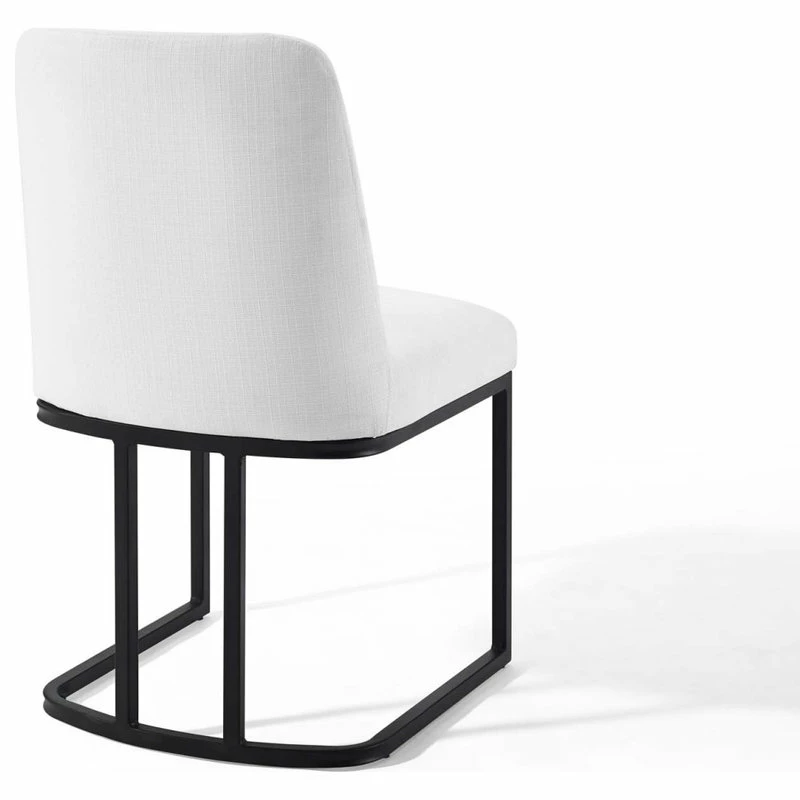 Wholesale 👏 LexMod Amplify Sled Base Upholstered Fabric Dining Side Chair, Black White 🔥 - Image 5