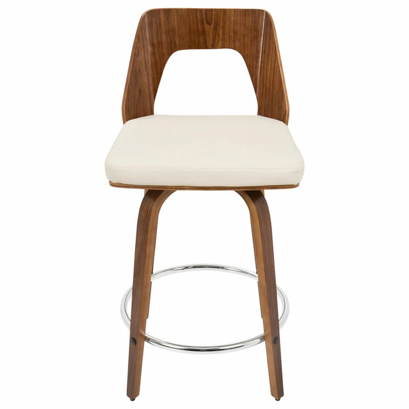 Brand new π LumiSource Trilogy Counter Stool, Walnut/Cream PU Leather, Set Of 2 π€© - Image 3