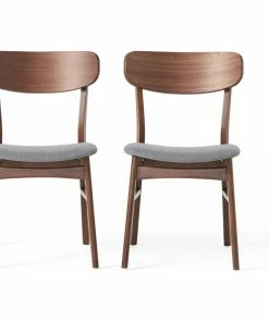 Wholesale 🧨 GDFStudio GDF Studio Lucille Fabric/ Wood Finish Dining Chair, Set Of 2, Dark Gray/Walnut 😍