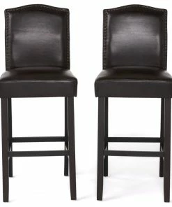 Buy ✨ GDFStudio GDF Studio Auburn Brown Leather Backed Bar Stools, Set Of 2 🎁