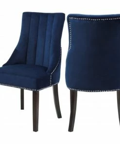New ⌛ Meridian Furniture Oxford Velvet Dining Chair, Set Of 2, Navy 🌟