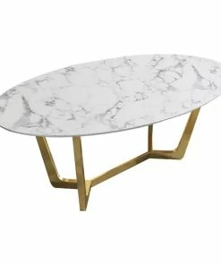 Flash Sale 🎁 Homary Oval Dining Table White Faux Marble Dining Table Modern 63" Dining Table 😍