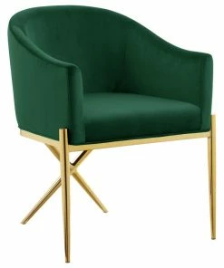 Outlet 😀 MOD The Parker Dining Chair, Velvet, Green, Gold Legs 🤩