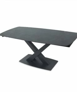 Flash Sale 💯 Homary Functional Extendable Gray Stone Dining Table Rotatable X Base 47" To 71" 🎉