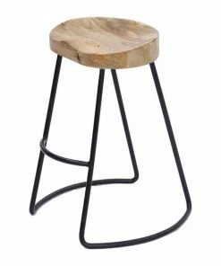 Promo 🛒 Benzara, Woodland Imprts, The Urban Port The Urban Port 24" Contemporary Wood Saddle Seat Small Barstool In Brown/Black 😉