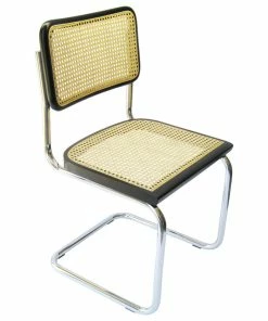 New 👍 Marcel Breuer Cane Chrome Side Chair, Black 🤩