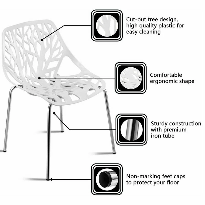 Deals 😀 Costway Set Of 6 Birch Sapling Plastic Dining Chairs Stackable Armless White 🛒 - Image 4