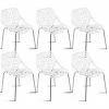 Deals 😀 Costway Set Of 6 Birch Sapling Plastic Dining Chairs Stackable Armless White 🛒
