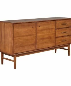 Best Pirce 🎁 Unique Furniture Lavina 3-Drawer Wood Sideboard, Walnut 🛒