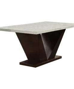 Coupon ⭐ Acme Furniture Forbes Dining Table, White Marble And Walnut ⭐